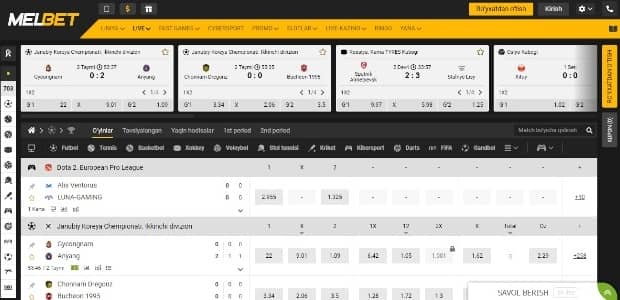 Melbet bukmekerida LIVE tikish